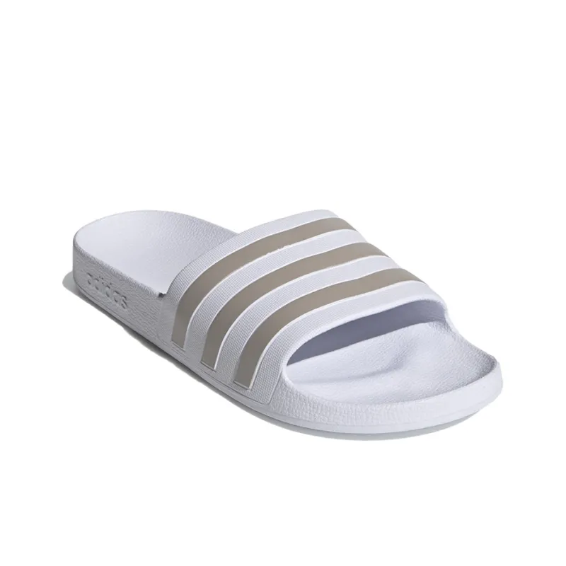 Adidas Adilette Aqua Slides Cloud White Platinum Metallic-2