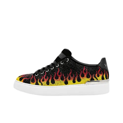 PHILIPP PLEIN Skateboard Shoes Men Low-Top Black/Yellow Red