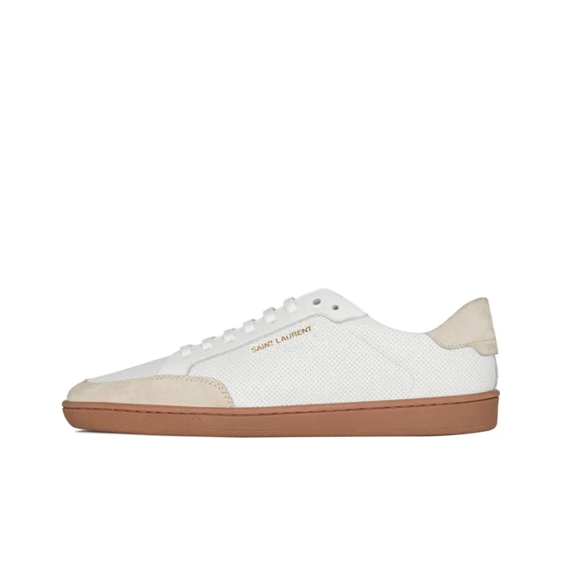 SAINT LAURENT SL10 Court Leather White Grey-0