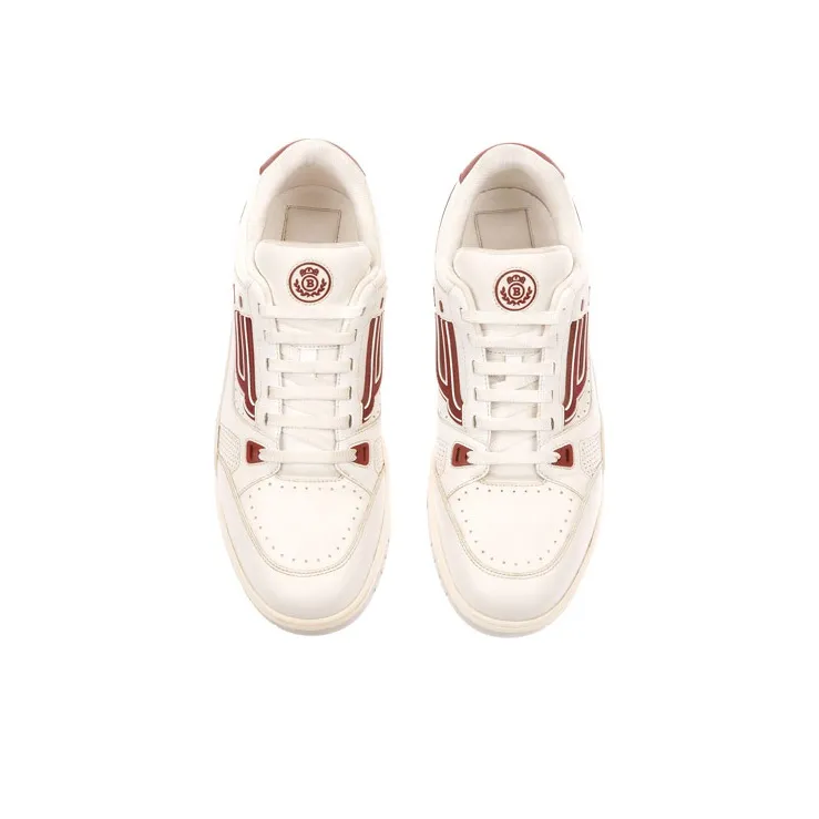 BALLY Low Top Stylish Skateboarding Shoes Men's White Red-3
