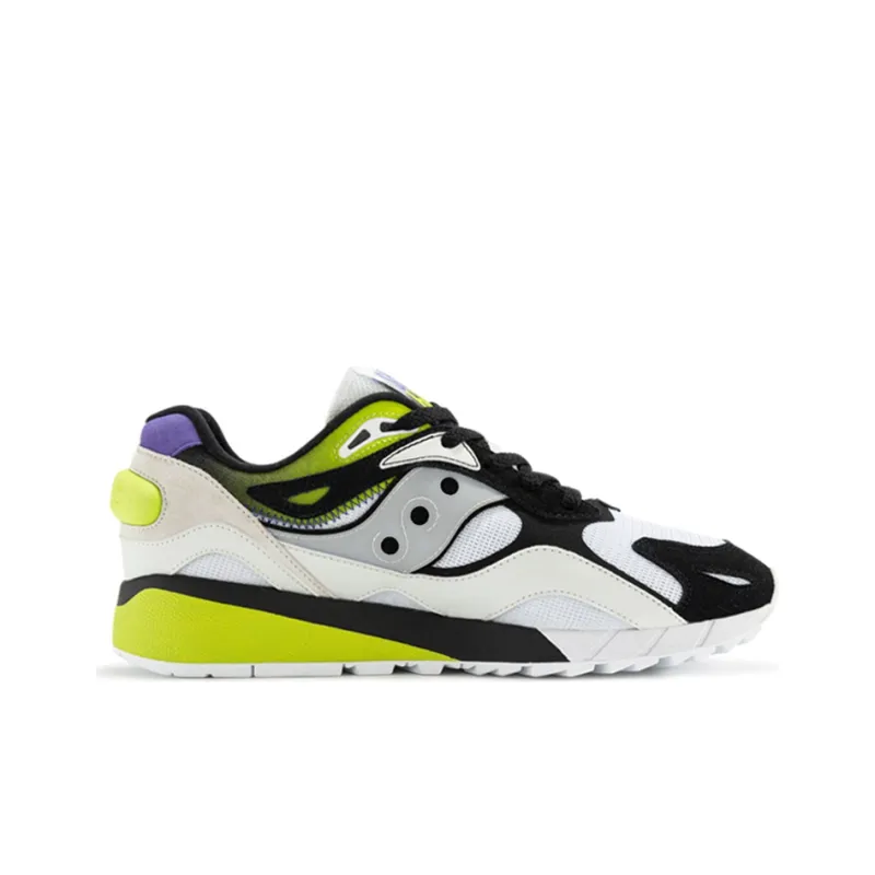 Saucony Shadow 6000 Cushioned Slip Resistant Low Top Casual Running Shoes Unisex Black White-1