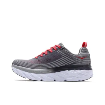HOKA ONE ONE Bondi 6 Low Top Running Shoes Men's Gray Red