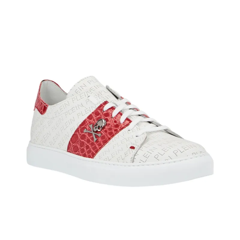 PHILIPP PLEIN Skateboard Shoes Men Low-Top Red/White-2