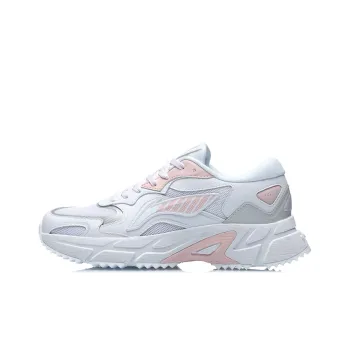 LiNing Cushioned Anti Slip Wear Resistant Breathable Lightweight Low Top Sprint Running Shoes Women's White