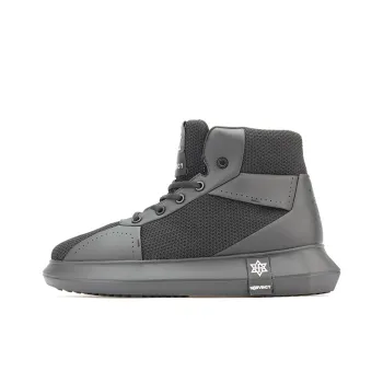 NORVINCY Platform Athletic Shoes Height Increasing Mid Top Shoes Unisex Black