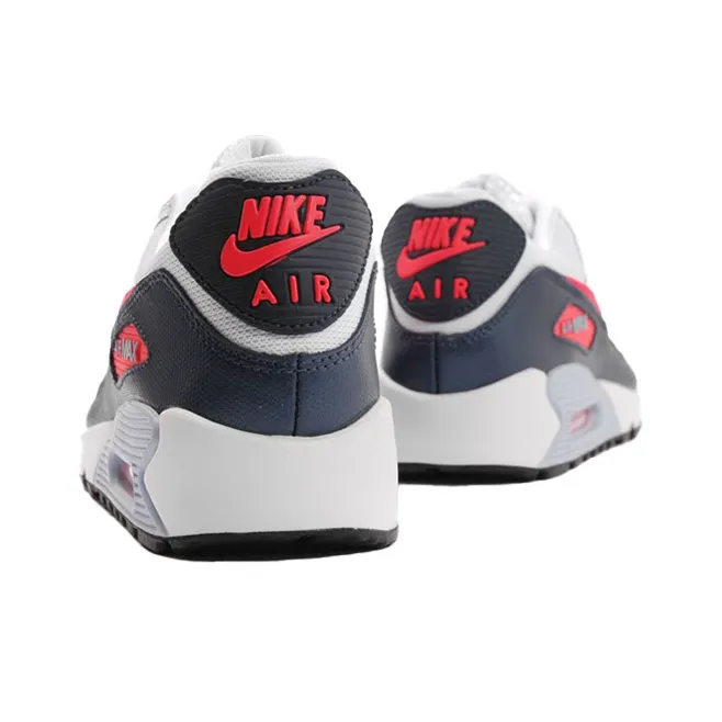 Nike Air Max 90 Cushioning Anti-Slip And Wear-Resistant Low-Top Casual Running Shoes GS White Blue-2
