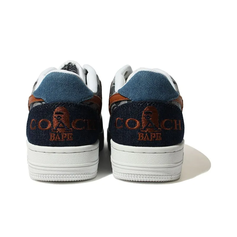COACH x A BATHING APE Bape STA Stylish Skateboarding Shoes Women's Blue-3