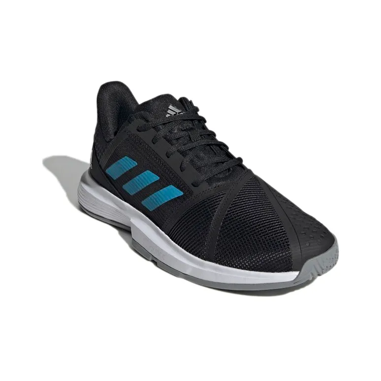 Adidas Courtjam Bounce Slip-Resistant Low-Top Tennis Shoes Men's Black Blue-2