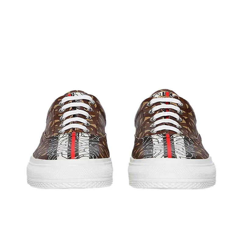Burberry Logo Monogram Stripe Print E Canvas Shoes 'Brown' Women's-2