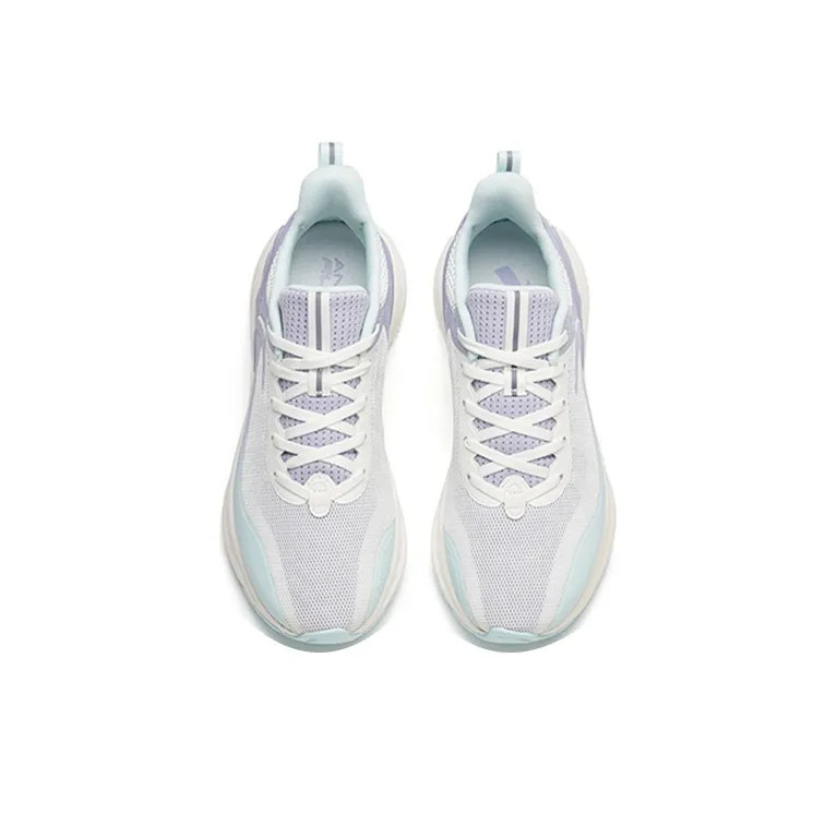 Anta Cushioning Anti Slip Wear Resistant Breathability Low Top Running Shoes Women's White Blue Gray-3