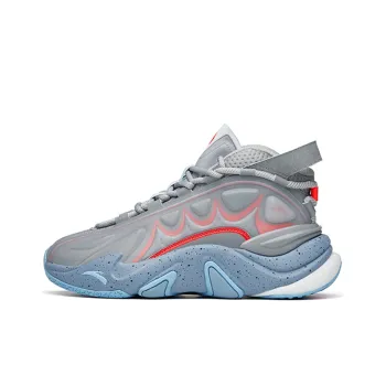 ANTA Casual Shoes Men Mid Top Light Gray/Medium Gray/Neon Bright Dark Red