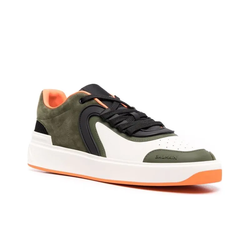 BALMAIN Skateboard Shoes Men Low-Top White Green-1