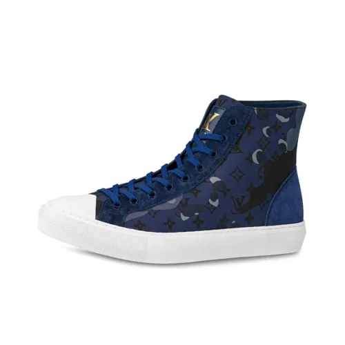 LOUIS VUITTON Tattoo Skateboard Shoes Men High-Top Blue