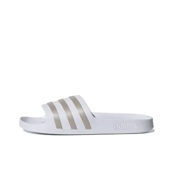 Adilette Adidas Aqua Slides 'White Platinum Metallic'