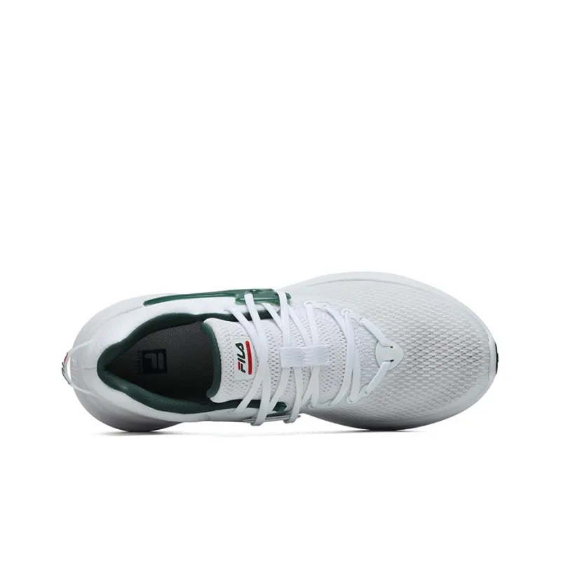 FILA Athletics Cushioned Wear Resistant Breathable Low Top Running Shoes Men's White Green-2