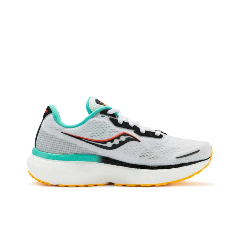 Saucony Cushioning Anti Slip And Wear Resistant Support Low Top Casual Running Shoes Women's White Black Green-1