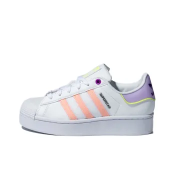 Adidas Originals Superstar Bold Anti Slip Wear Resistant Low Top Skateboard Shoes Women's White Pink Purple