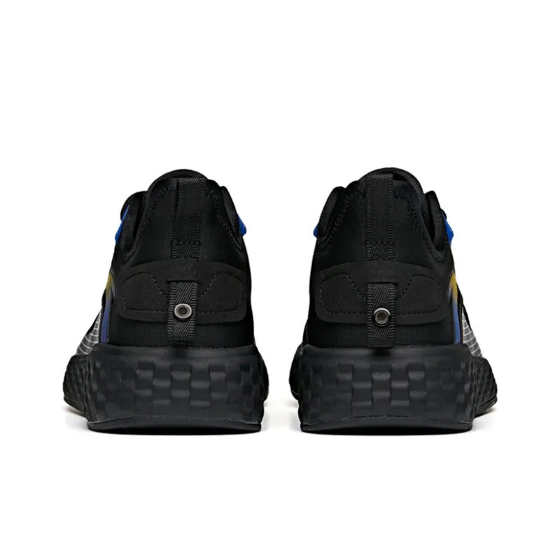 Anta Cushioned Slip-Resistant Abrasion-Resistant Breathable Low-Top Running Shoes Men's Black Blue Diamond Pattern-3