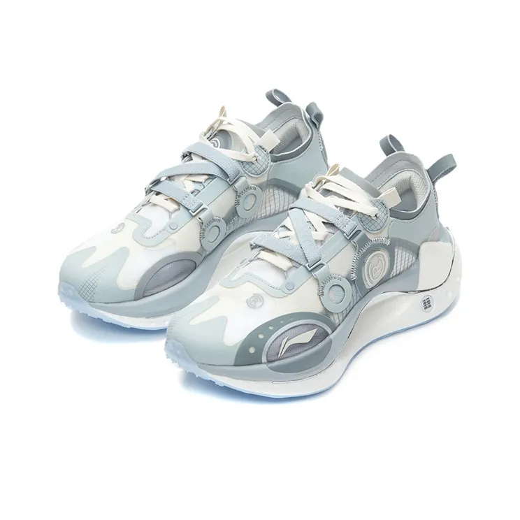 LiNing Jueying CRC 䨻 Durable Breathable Low Top Running Shoes Men's Gray White-2