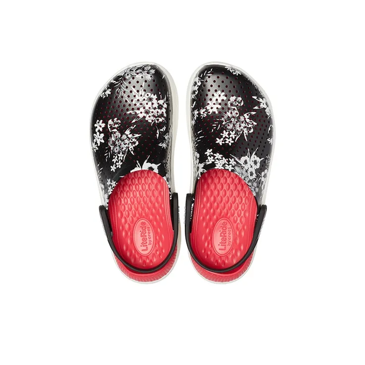 Crocs Lite Ride Hyper Floral Clogs 'Black White Red'-4