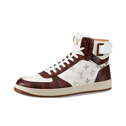 LOUIS VUITTON Rivoli Skateboard Shoes Men High-Top White/Brown