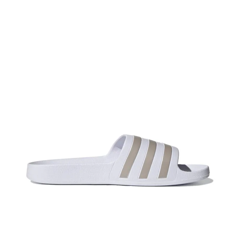 Adidas Adilette Aqua Slides Cloud White Platinum Metallic-1