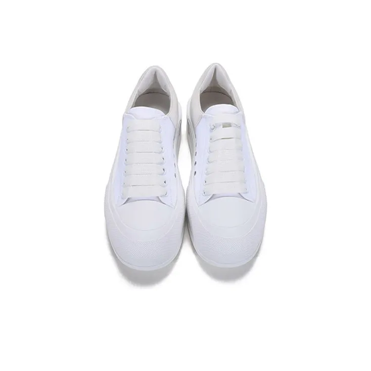 Alexander McQueen Deck Skate Plimsoll Lace Up 'White White'-3