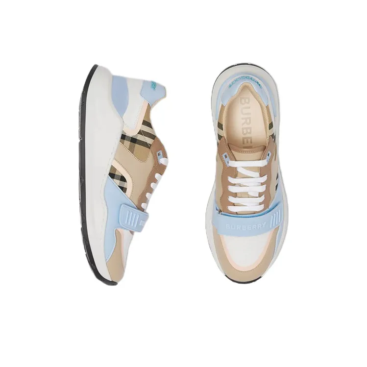Burberry Cushioning, Slip Resistant, And Abrasion Resistant Low Top Sports Casual Shoes Women's Blue Brown-3