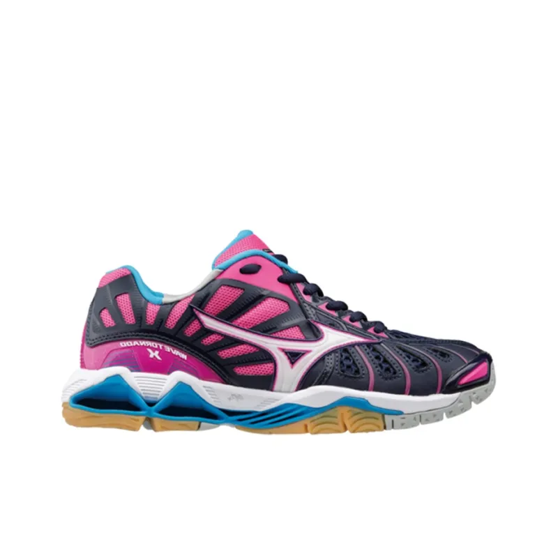 Mizuno Wave Tornado Cushioning Breathable Wear-Resistant Slip-Resistant Low-Top Running Shoes Unisex Blue Pink-1