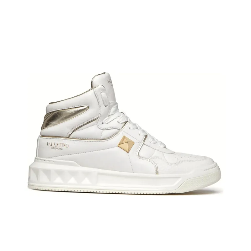 Valentino Garavani One Stud High Top White Silver Women's-1
