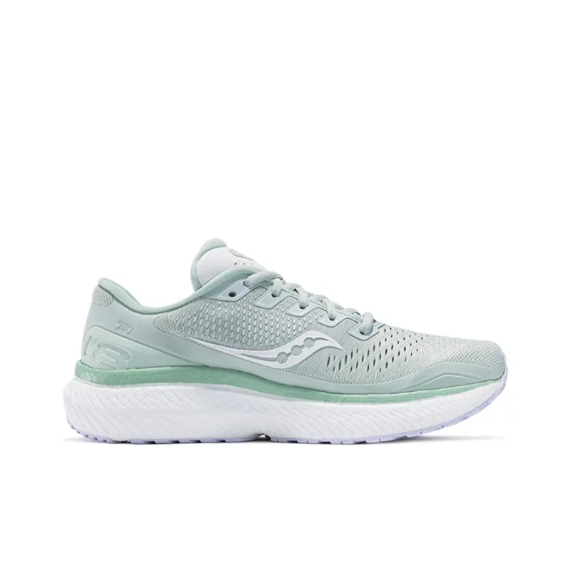 Saucony Triumph 18 Cushioning Anti Slip Wear Resistant Breathability Low Top Running Shoes Women's Light Green White-2