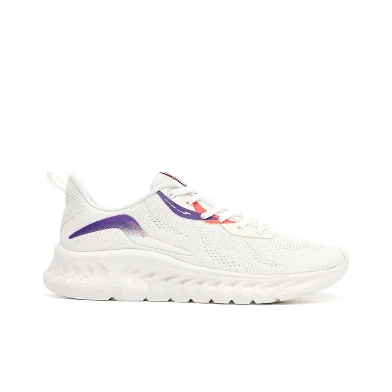 Erke Nibbled Cushioning Anti-Slip And Wear-Resistant Low-Top Running Shoes Men's White Purple-1