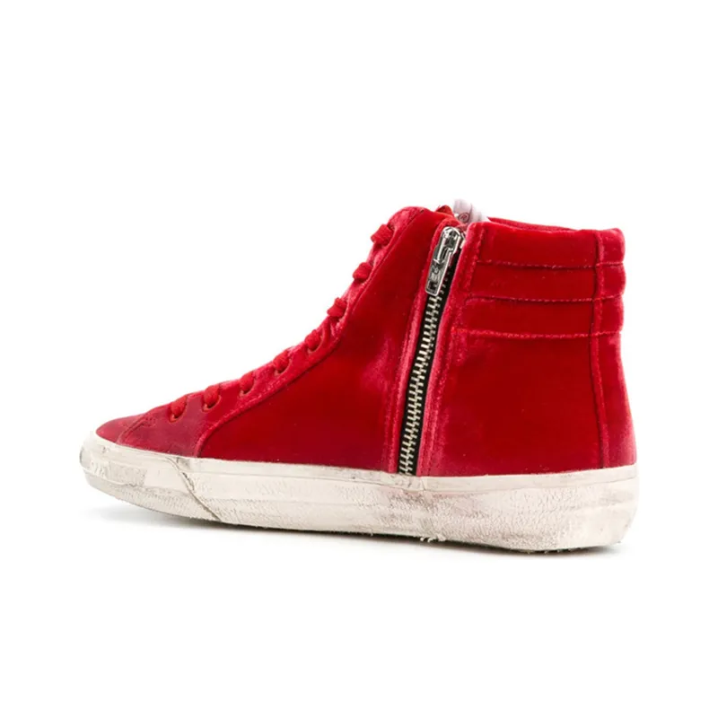 Golden Goose Slide Skateboard Shoes Women's Mid-Top Red-2