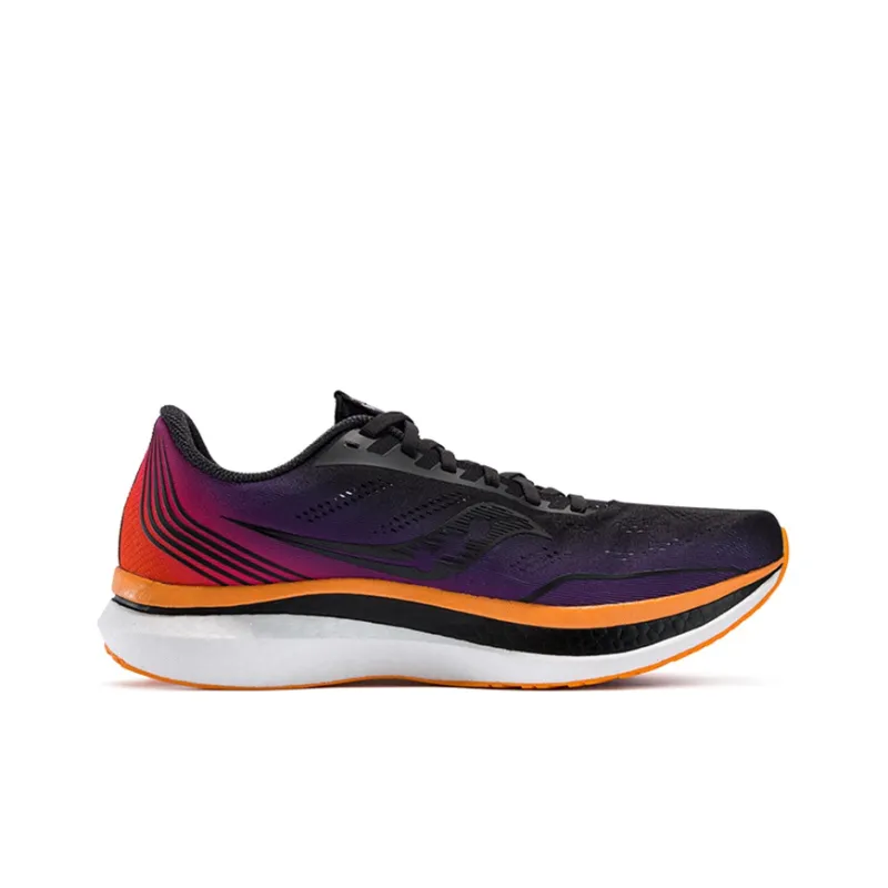 Saucony Cushioning Anti Slip Wear Resistant Breathability Low Top Carbon Plate Running Shoes Men's Black Yellow Red-1