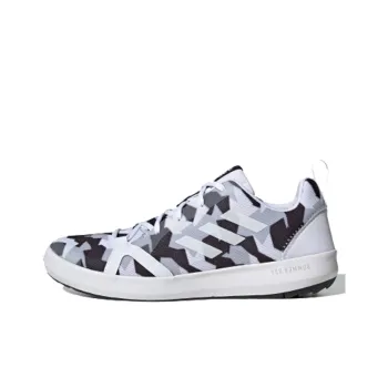 Adidas Terrex Boat Cushioning, Wear Resistant Low Top Marathon Running Shoes Men's Black White Gray