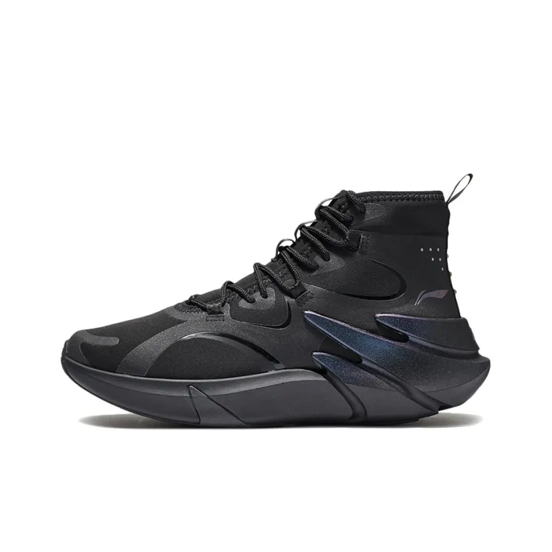 LiNing Shocked Wear-Resistant High-Top Running Shoes Women's Black-0