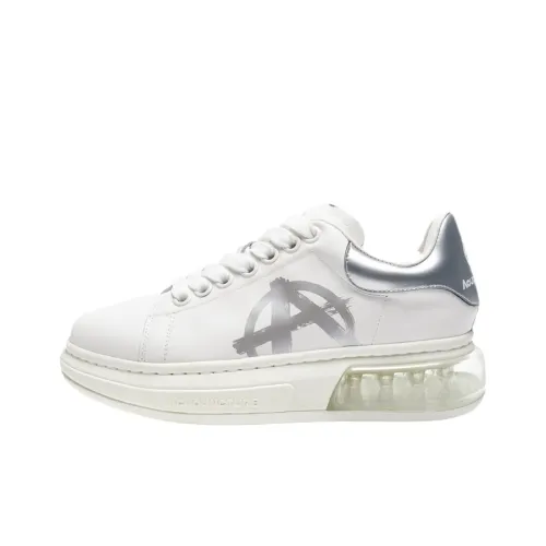 Acupuncture Casual Shoes Unisex Low-Top White With Silver