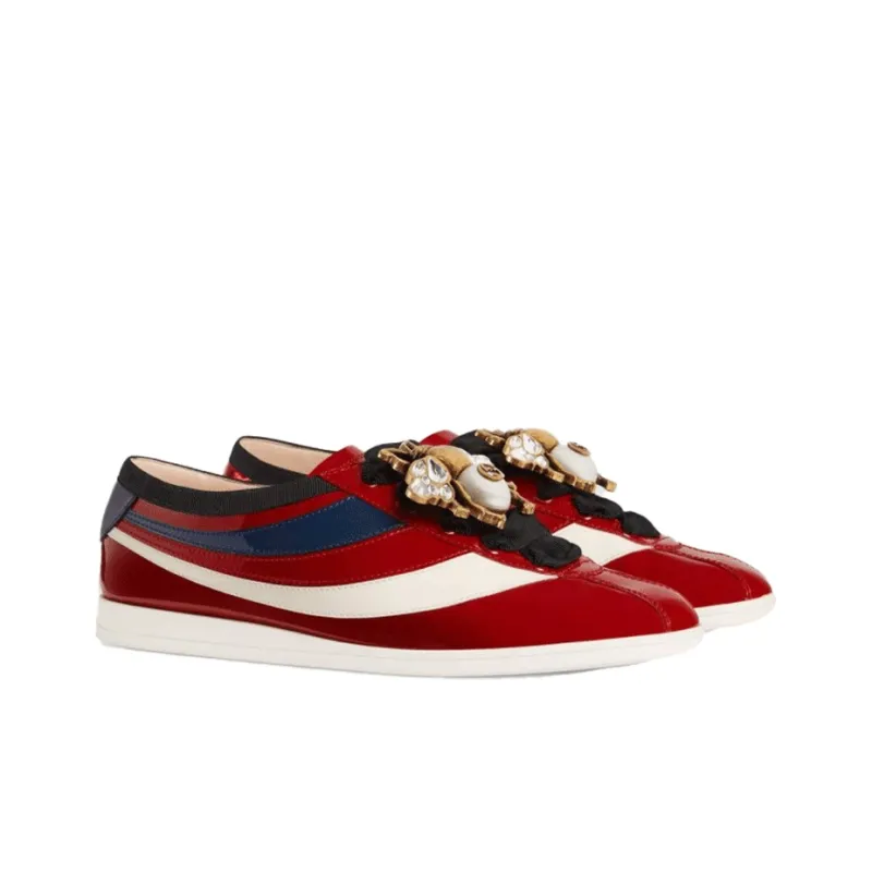 GUCCI Falacer Patent Leather Sneaker Red Vernice Crystal Women's-1