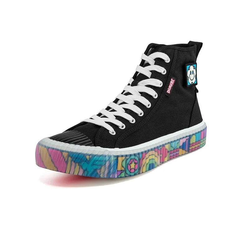 Craig&Karl x Kappa Anti Slip Wear Resistant High Top Canvas Shoes Unisex Black Rainbow-2