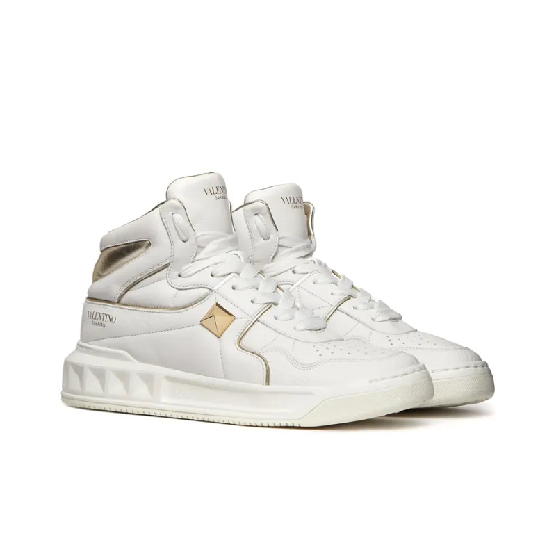 Valentino Garavani One Stud High Top White Silver Women's-2
