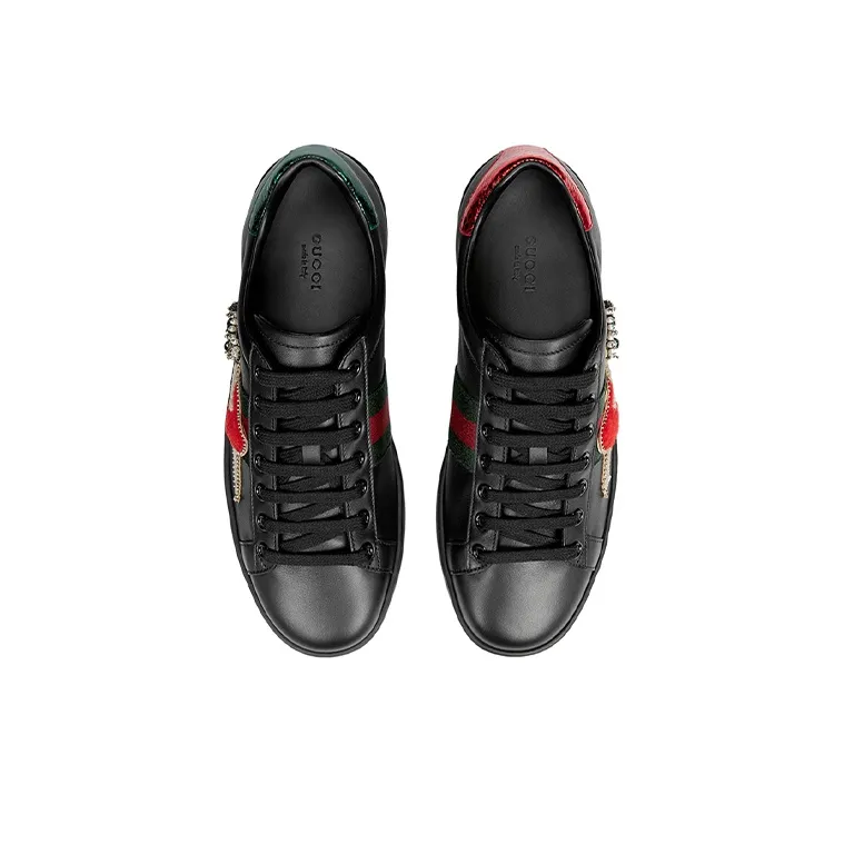 GUCCI ACE Stylish Skateboarding Shoes Women's Black-3
