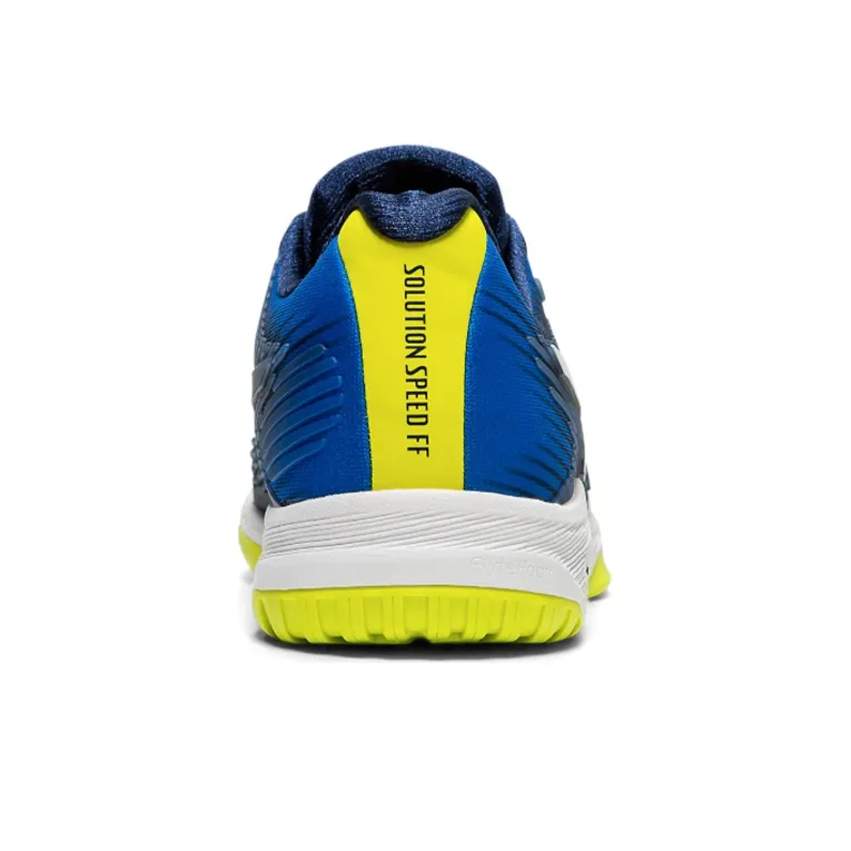 Asics Solution Speed FF Shock Absorbers Low Top Tennis Shoes Men's Blue White Yellow-3