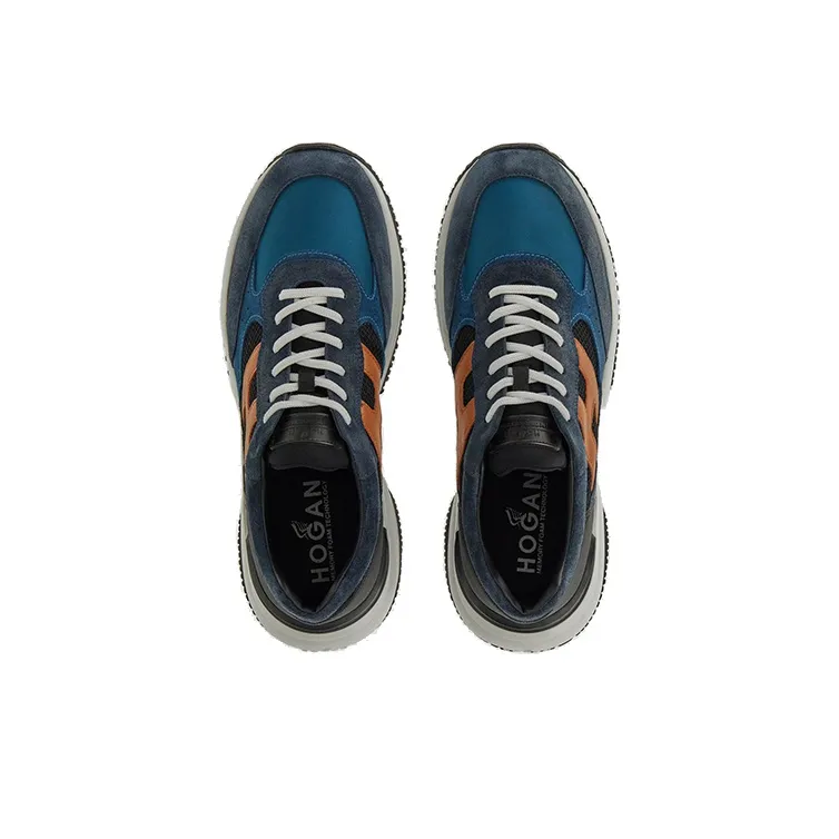 HOGAN Interaction Cushioning Anti-Slip And Wear-Resistant Low-Top Casual Shoes Men's Blue-4