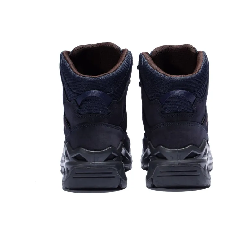 Lowa Sirkos Evo Gt Slip Resistant, Waterproof, And Breathable High Top Outdoor Shoes Unisex Navy Blue Brown-4