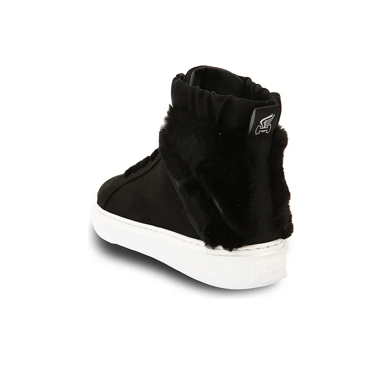 HOGAN Skateboard Shoes Women's High Top Black-4