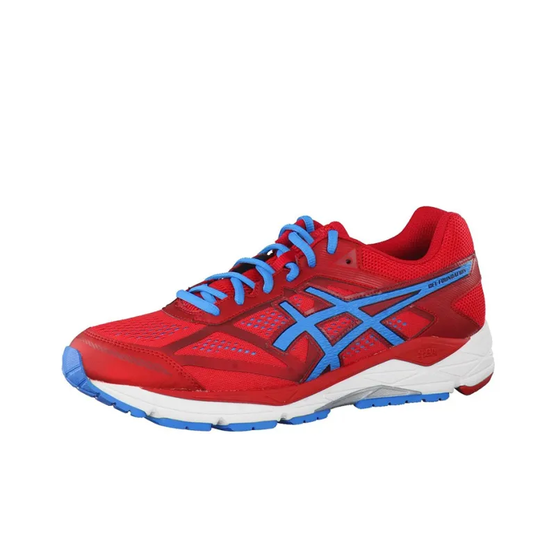 Asics Gel-Foundation 12 Breathable Wear-Resistant Slip-Resistant Low-Top Running Shoes Men's Red Blue 2E-Width-2