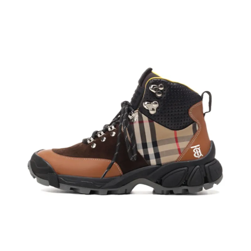 Burberry Wear Resistant High Top Trekking Shoes Women's Brown-0