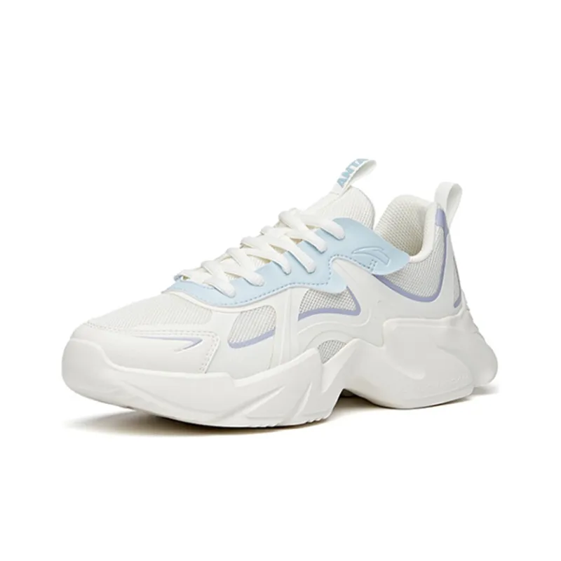 ANTA Running Shoes Women's Low Top Ivory White/Light Blue/Poplar Catkin Purple-2