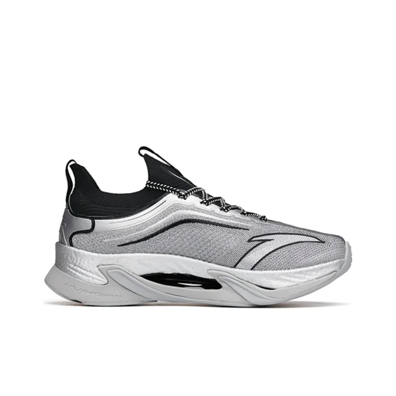 Anta Running Collection Cushioned Anti-Slip And Wear-Resistant Lightweight Low-Top Running Shoes Men's Silver Black-1