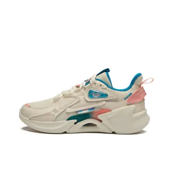 361° Abrasion Resistant Lightweight Cushioning Low Top Running Shoes Women's Beige Cyan